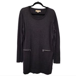 Michael Michael Kors Dark Gray Sweater Dress, Cotton Angora Blend, Size XL